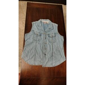 Vintage VTG Bill Blass Sleeveless Denim Jean Jacket Light Wash Vest XL